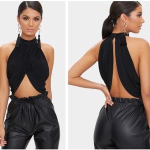 PLT CROPPED HALTER TOP. OPEN BACK!